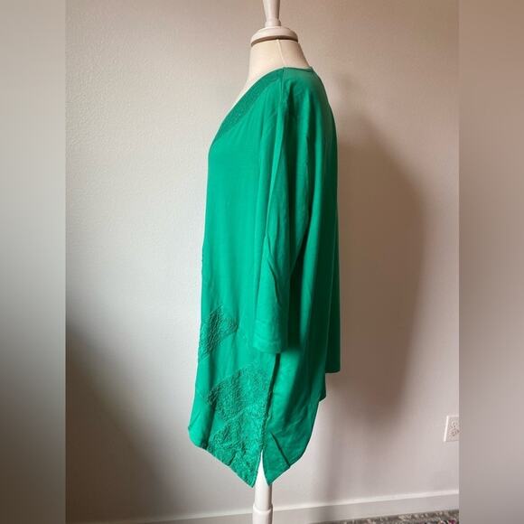 Roaman’s NWOT Boho Crochet Patchwork Retro Asymmetric Casual Travel Tunic Top 2X - Picture 8 of 12